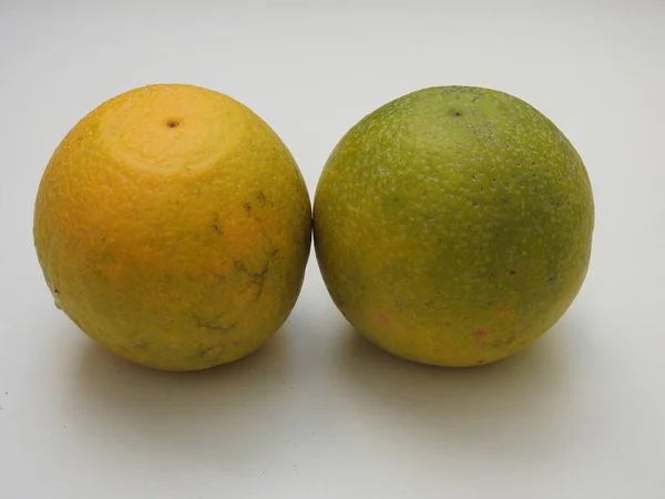 Closeup Indian Yellow Orange Color Two Musambi Sweet Lemon Fruits — стоковое фото