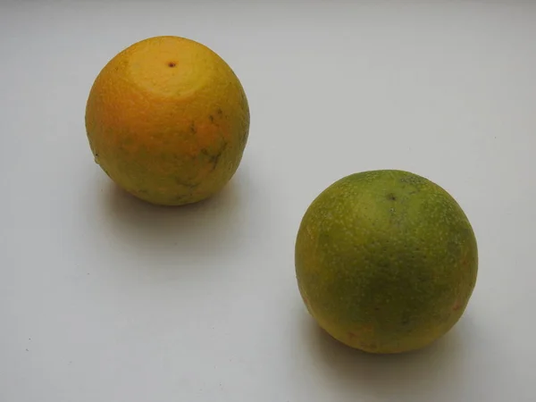 Closeup Indian Yellow Orange Color Two Musambi Sweet Lemon Fruits — стоковое фото
