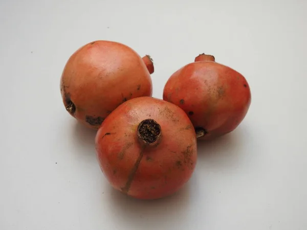 Closeup Indian Single Group Pomegranate Fruit Isolated White Background — Stock Photo, Image