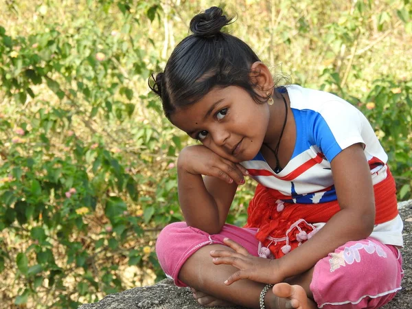 Bangalore Karnataka Índia Dec 2021 Fechar Bela Menina Indiana Miúdo — Fotografia de Stock