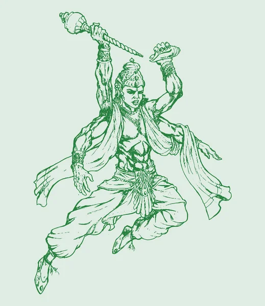Dibujo Boceto Del Dios Hindú Señor Vishnu Avatar Venkateshwara Esquema — Vector de stock