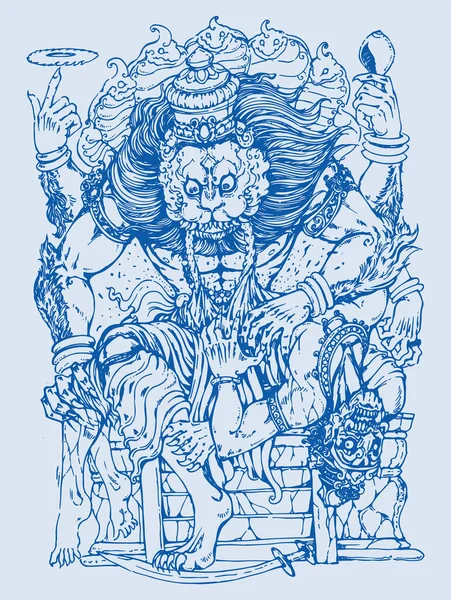 Dessin Croquis Dieu Hindou Seigneur Vishnu Avatar Venkateshwara Schéma Illustration — Image vectorielle