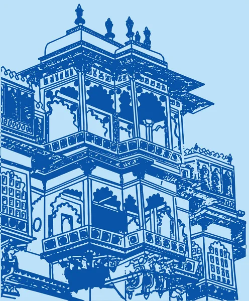 Dessin Croquis Palais Royal Mysore Schéma Illustration Vectorielle Modifiable — Image vectorielle