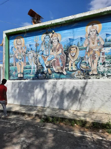 Mandya Karnatkaa Hindistan 2022 Lord Shiva Ailesinin Arkeshwara Tapınağı Guttalu — Stok fotoğraf