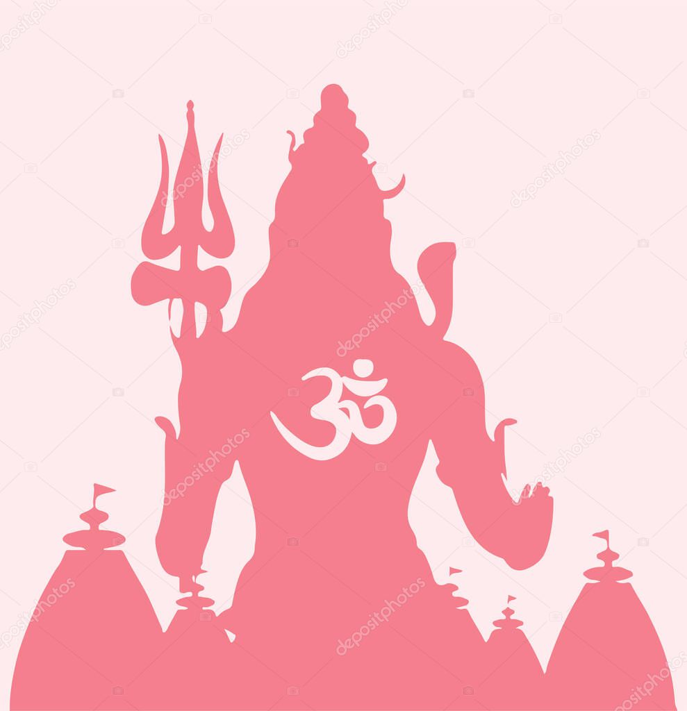 Drawing or Sketch of Hindu powerful god and the destroyer Lord Shiva Outline editable illustration