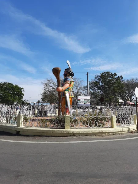 Mysore Karnataka India Feb 2022 Закриття Прекрасної Статуї Махісасура Вхід — стокове фото