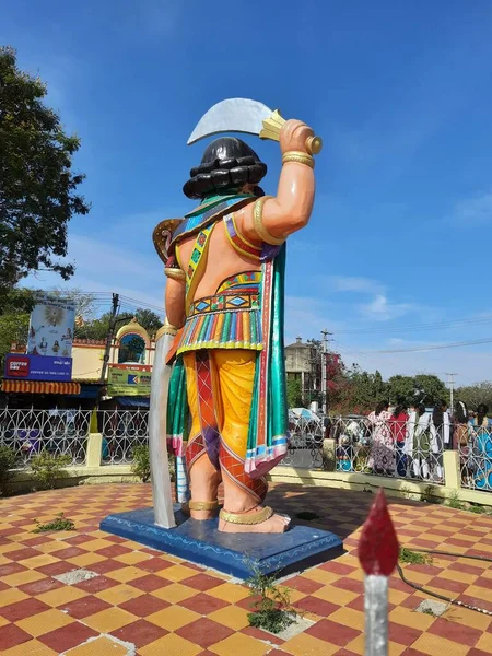 Mysore Karnataka India Feb 2022 Närbild Vacker Staty Mahishasura Ingången — Stockfoto