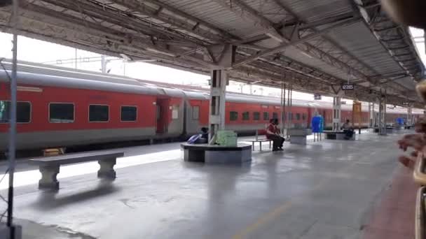 Mysore Karnataka India Feb 2022 Närbild Vackra Indiska Järnvägsstationen Och — Stockvideo