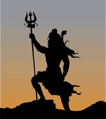 Hindu güçlü tanrının çizimi ya da çizimi ve yok edici Lord Shiva ana hatlarıyla düzenlenebilir illüstrasyon.