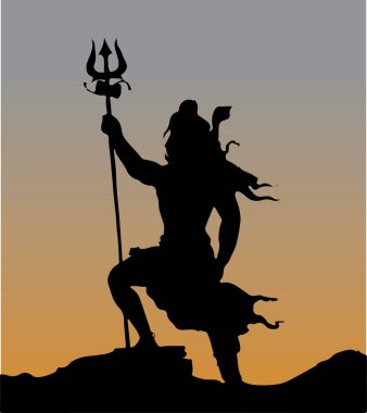 Drawing or Sketch of Hindu powerful god and the destroyer Lord Shiva Outline editable illustration clipart