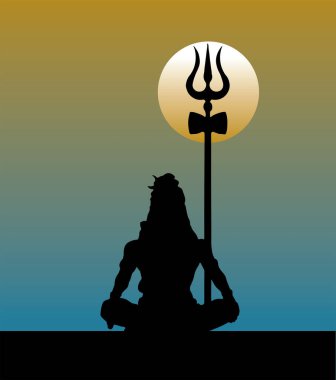 Hindu güçlü tanrının çizimi ya da çizimi ve yok edici Lord Shiva ana hatlarıyla düzenlenebilir illüstrasyon.