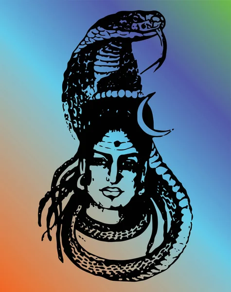 Dessin Croquis Dieu Puissant Hindou Destructeur Lord Shiva Illustration Modifiable — Image vectorielle