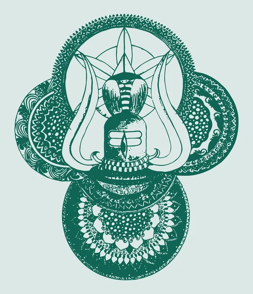 Dibujo Boceto Dios Poderoso Hindú Destructor Señor Shiva Esquema Ilustración — Archivo Imágenes Vectoriales