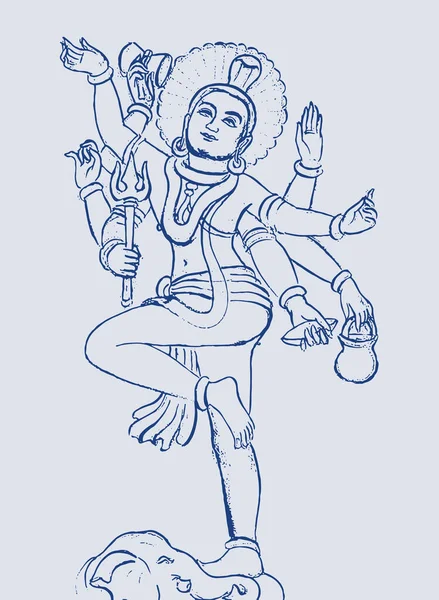 Desenho Esboço Deus Poderoso Hindu Destruidor Lord Shiva Esboço Ilustração —  Vetores de Stock