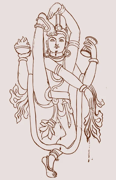 Desenho Esboço Deus Poderoso Hindu Destruidor Lord Shiva Esboço Ilustração — Vetor de Stock