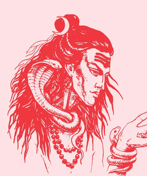Desenho Esboço Deus Poderoso Hindu Destruidor Lord Shiva Esboço Ilustração —  Vetores de Stock