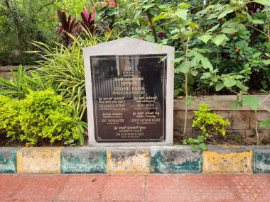 Bangalore, Karnataka, Hindistan-Aug 19, 2021: Begur 'daki güzel Bande Park veya Stone Park' a yakın çekim