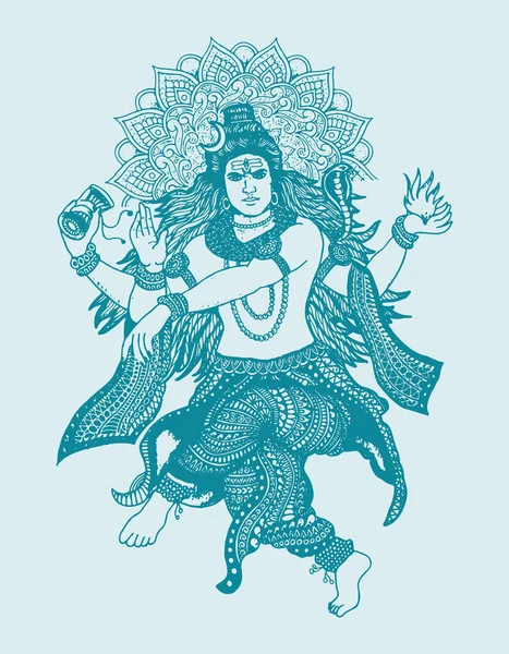 Drawing Sketch Lord Shiva Його Символи Викладені Силует Редагована Ілюстрація — стоковий вектор