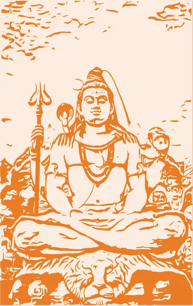 Σχέδιο Σκίτσο Του Κυρίου Shiva Και Σύμβολα Περίγραμμα Σιλουέτα Επεξεργάσιμη — Διανυσματικό Αρχείο