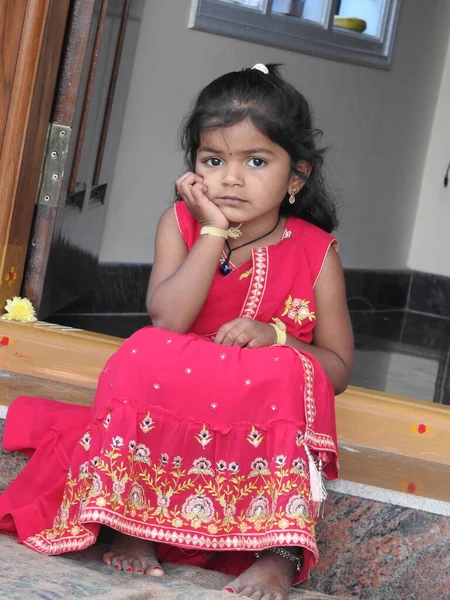 Bangalore Karnataka India Jan 2022 Closeup Beautiful Indian Girl Kid – stockfoto