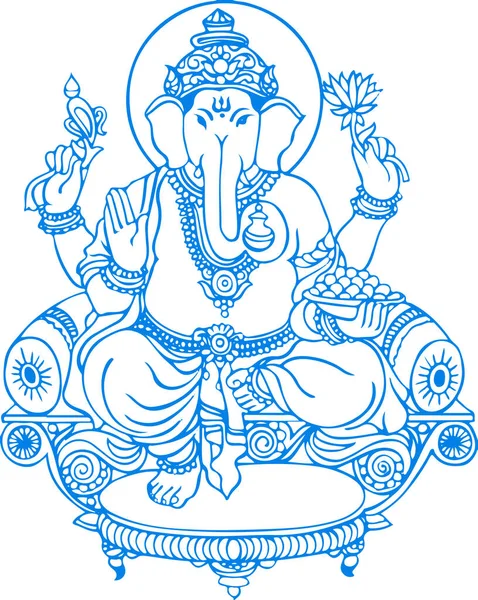 Dessin Croquis Lord Ganesha Schéma Silhouette Illustration Modifiable — Image vectorielle