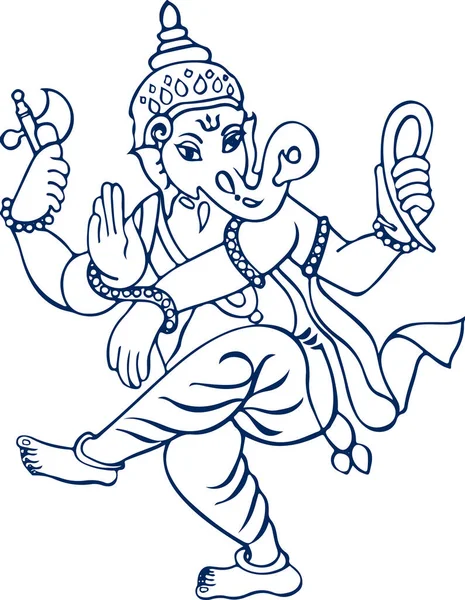 Ganesha勋爵的草图或草图及可编辑的示意图 — 图库矢量图片