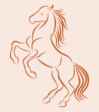 Koşan At ana hatlarının çizimi veya çizimi düzenlenebilir illüstrasyon