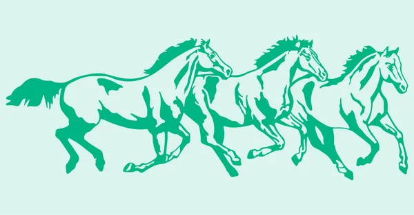 Zeichnung Oder Skizze Von Laufenden Pferdeumrissen Editierbare Illustration — Stockvektor
