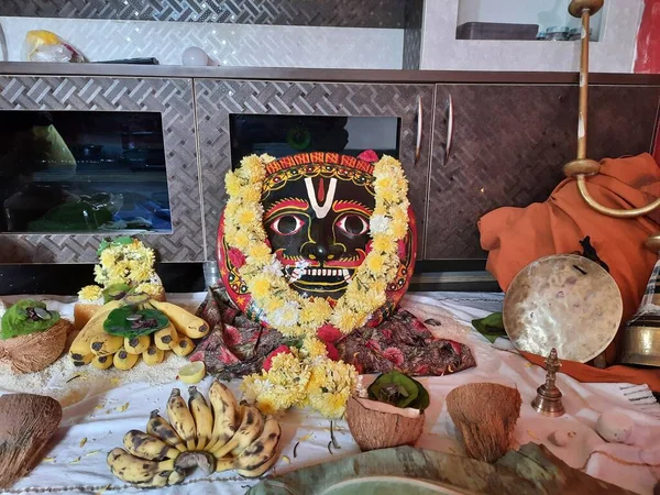 Bangalore Karnataka Índia Mar 2022 Closeup Dasappa Doing Pooja Prasada — Fotografia de Stock