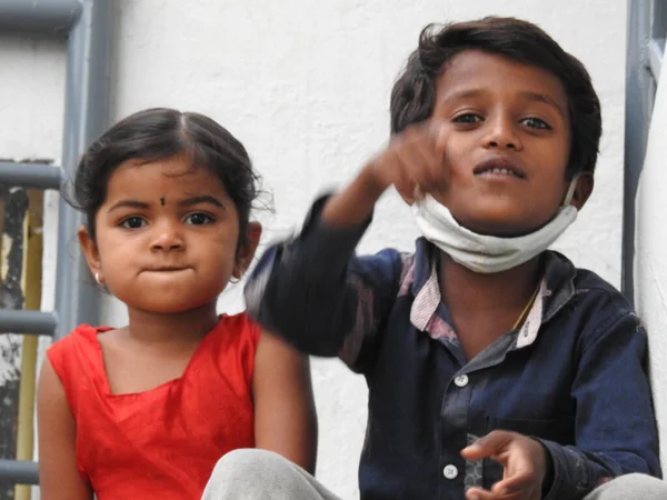 Бангалор Штат Карнатака Индия Мая 2021 Года Нашествие Индийских Детей — стоковое фото