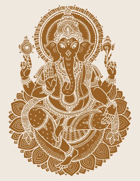Dibujo Boceto Dioses Famosos Hindúes Como Señor Ganesha Shiva Parvati — Vector de stock