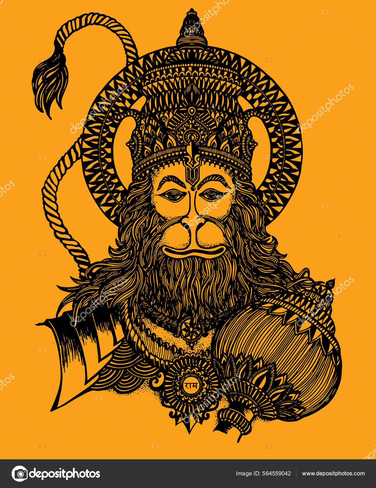 depositphotos 564559042 stock illustration drawing sketch hindu god lord