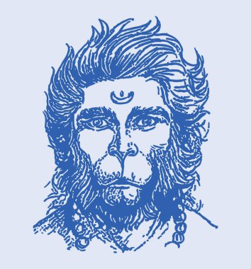 Hindu tanrısı Hanuman 'ın çizimi ya da çizimi.