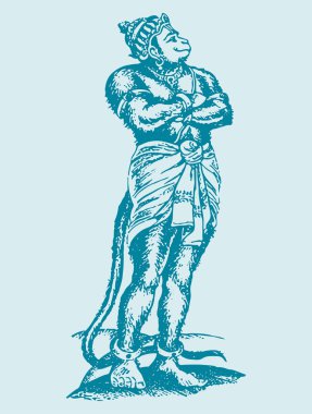 Hindu tanrısı Hanuman 'ın çizimi ya da çizimi.