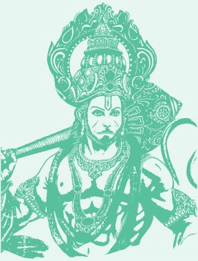 Hindu tanrısı Hanuman 'ın çizimi ya da çizimi.