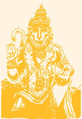 Hindu tanrısı Hanuman 'ın çizimi ya da çizimi.