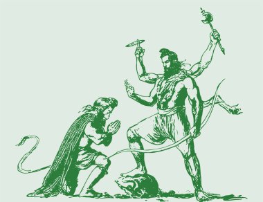 Hindu tanrısı Hanuman 'ın çizimi ya da çizimi.