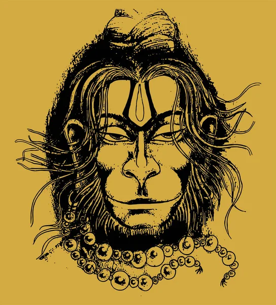 Hindu tanrısı Hanuman 'ın çizimi ya da çizimi.