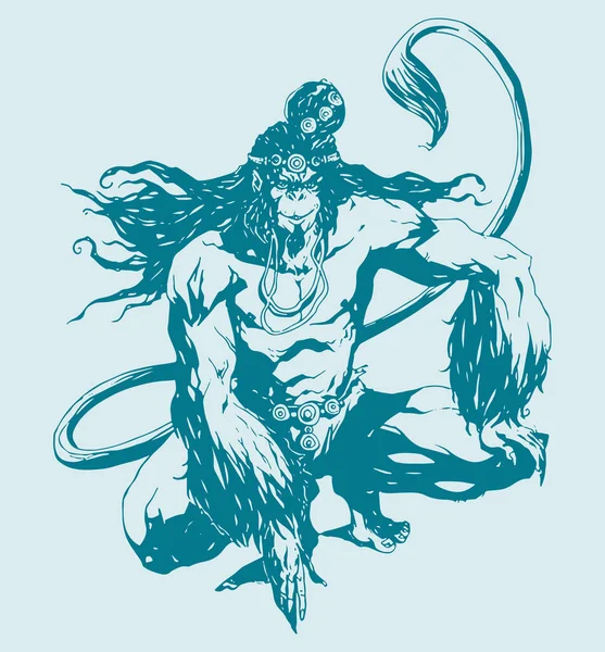 Hindu tanrısı Hanuman 'ın çizimi ya da çizimi.