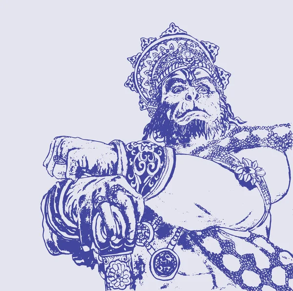 Hindu tanrısı Hanuman 'ın çizimi ya da çizimi.