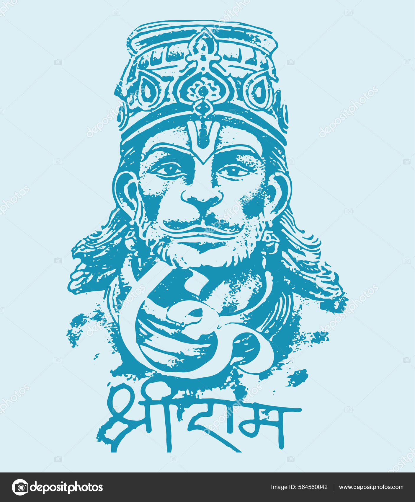 Hanuman god indian line icon Royalty Free Vector Image