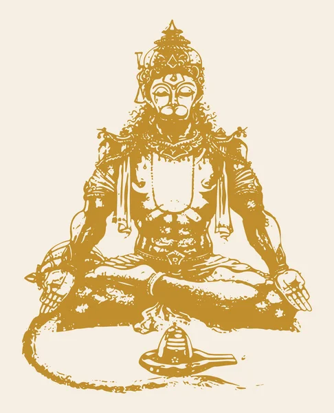 Zeichnung Oder Skizze Des Hindugottes Lord Hanuman Silhouette Und Umriss — Stockvektor