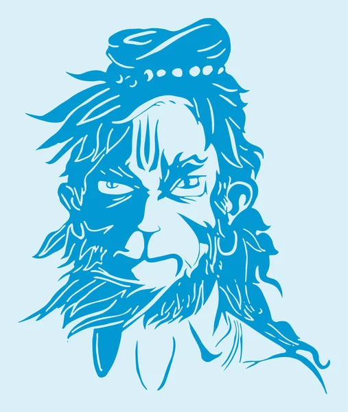 Hindu tanrısı Hanuman 'ın çizimi ya da çizimi.