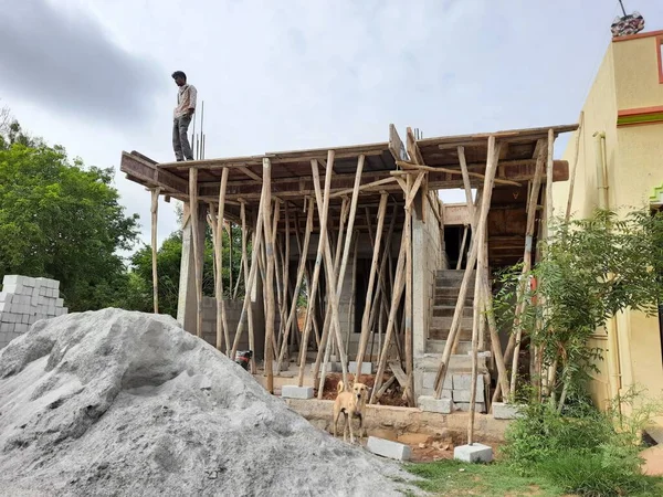 Bangalore Karnataka India Jun 2021 Closeup New House Building Construction — Foto Stock