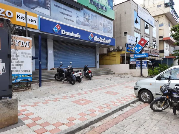Bangalore Karnataka India Jun 2021 Closeup Dominos Pizza Store Closed — 스톡 사진