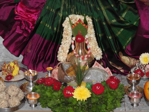 Bangalore Karnataka India July 2020 Beautiful Puja Decoration Goddess Vara — Foto Stock