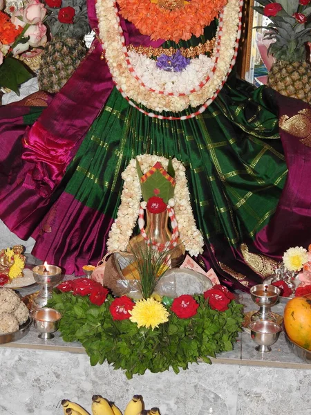 Bangalore Karnataka India July 2020 Beautiful Puja Decoration Goddess Vara — Φωτογραφία Αρχείου