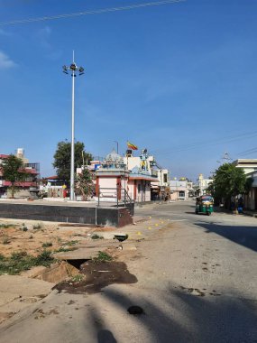 Bangalore, Karnataka, India-May 09, 2021: Closeup of beautiful local Indian Temples near the roadside