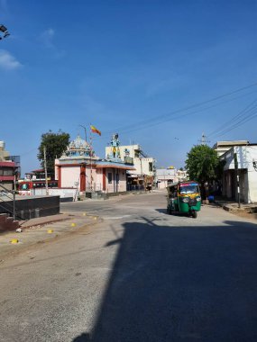 Bangalore, Karnataka, India-May 09, 2021: Closeup of beautiful local Indian Temples near the roadside