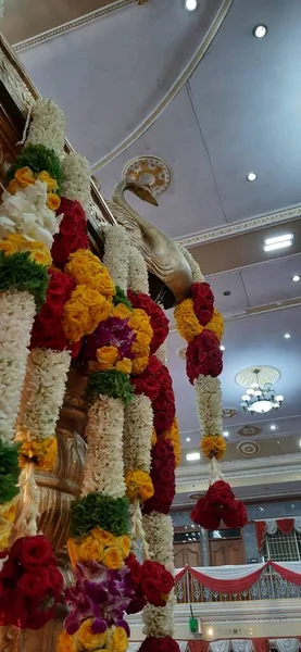 Bangalore Karnataka India Oct 2020 Closeup Marriage Hall Decorated Colorful — Stockfoto